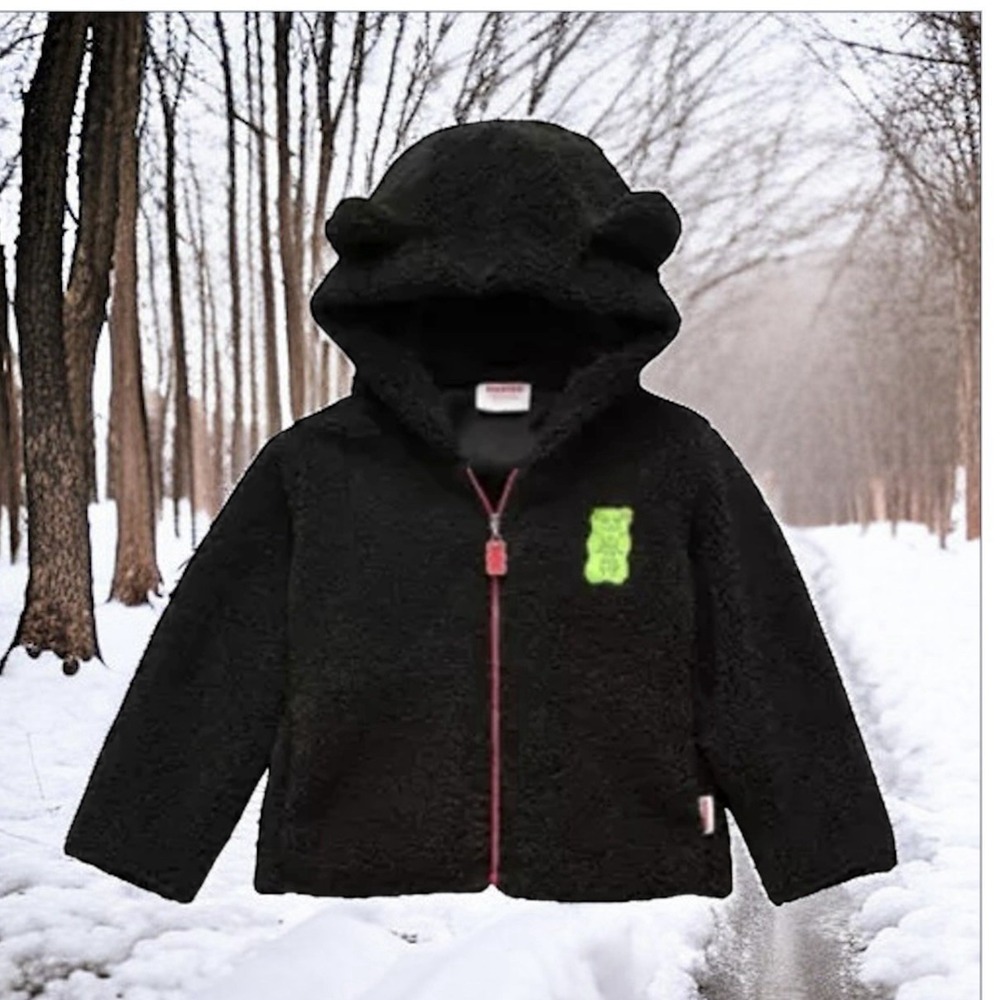 JCPenney x Haribo Hoodie‎ Jacket Kids XXS 4-5 Gummy Bear Zip Up Unisex Black